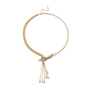 Elegant Gold Leopard Necklace With Crystals